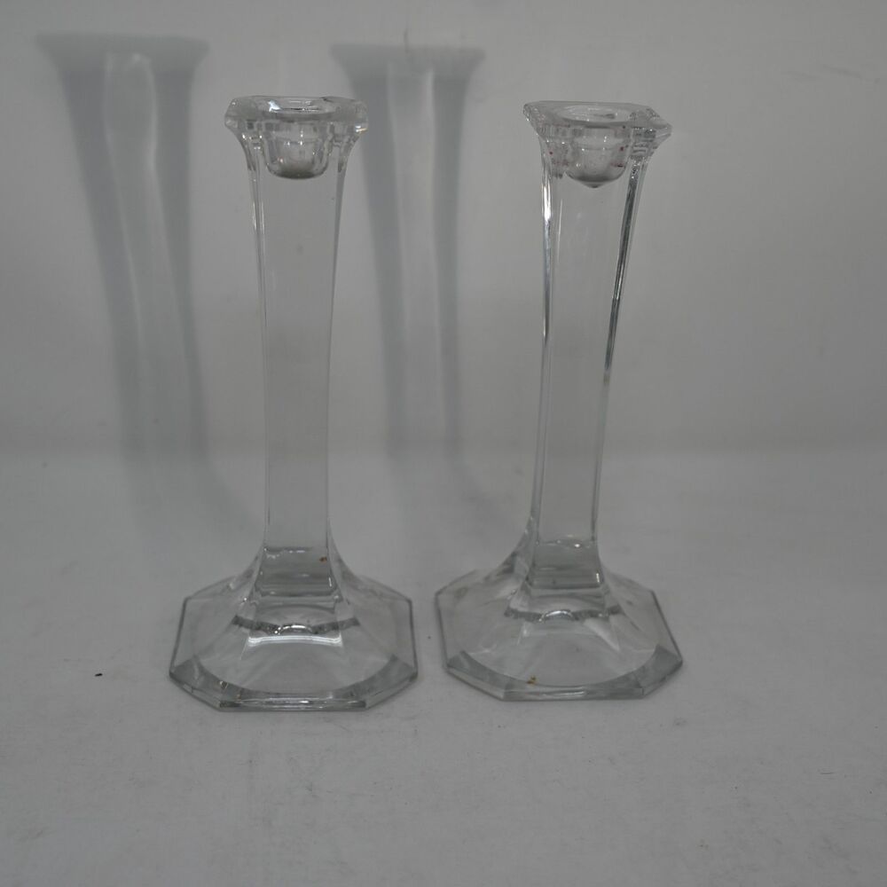 Orrefors Regina Crystal Candlesticks Pair 7 5/8" Olle Alberius Sweden